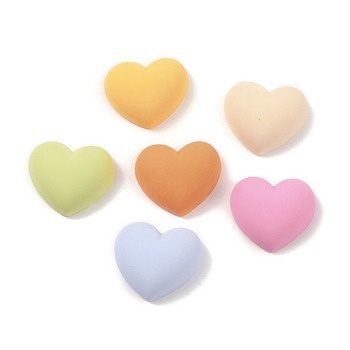 Resin Cabochons, Heart, Mixed Color, 16x19x7.5mm