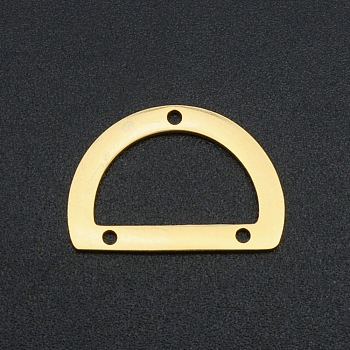 201 Stainless Steel Chandelier Components Links, Laser Cut, Semicircle, Real 18K Gold Plated, 13.5x20x1mm, Hole: 1.4mm
