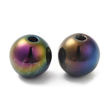 Iridescent Opaque Resin Beads, Candy Beads, Round, Colorful, 10x9.5mm, Hole: 1.8mm