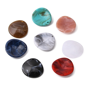 Acrylic Pendants, Imitation Gemstone Style, Teardrop, Mixed Color, 34x32.5x3.5mm, Hole: 2mm, about 160pcs/500g