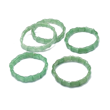 Natural Green Aventurine Rectangle Beaded Stretch Bracelet, Gemstone Jewelry for Women, Inner Diameter: 2-1/8~2-1/4 inch(5.5~5.7cm)