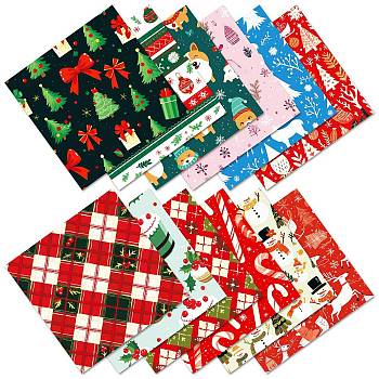 12Pcs Christmas Scrapbook Paper Pads, for DIY Album Scrapbook, Greeting Card, Background Paper, Mixed Color, 152x152x0.2mm