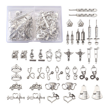 Tibetan Style Zinc Alloy Pendants, Cadmium Free & Lead Free, Mixed Shapes, Antique Silver, 100pcs/box