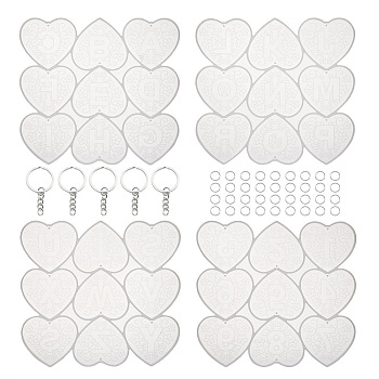 DIY Keychain Molds Making, Including Resin Molds, Iron Keychain Ring and 304 Stainless Steel Jump Rings, For UV Resin, Epoxy Resin Craft Making, Heart with Mandala Letter, Platinum, 185x203x6mm
