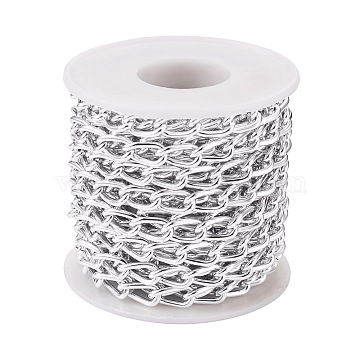 Aluminium Curb Chains, Unwelded, Silver, 12x6.5x1.5mm(X-CHA-T001-32S)