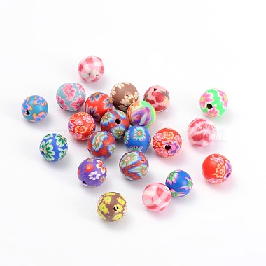 8mm Mixed Color Round Polymer Clay Beads