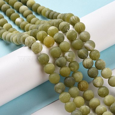 Round Frosted Natural TaiWan Jade Bead Strands(G-M248-10mm-02)-4