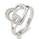 Heart with Letter Rack Plating Brass Micro Pave Cubic Zirconia Adjustable Rings for Women(RJEW-I105-06P-J)-1