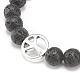 2Pcs 2 Style Natural Lava Rock & Synthetic Hematite Round Beaded Stretch Bracelets Set with Alloy Peace Sign(BJEW-JB08311)-8