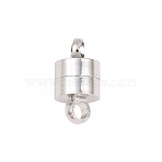 Brass Magnetic Clasps with Loops, Long-Lasting Plated, Column, Platinum, 11.8x6mm, Hole: 2mm(KK-I664-06P-A)
