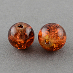 4mm Crackle Glass Round Beads Strands, Saddle Brown, Hole: 1.1~1.3mm, about 200pcs/strand, 31.4 inch(X-CCG-Q001-4mm-16)