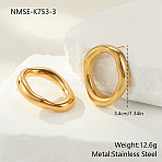304 Stainless Steel Stud Earrings, Hollow Oval, Golden, 34mm(FS-WG50FE5-03)