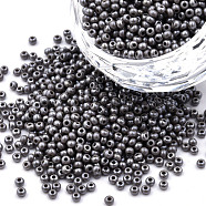 11/0 Czech Opaque Glass Seed Beads, Lustered, Round, Gray, 2.2x1.5mm, Hole: 0.7mm, about 500g/bag(SEED-N004-003B-15)