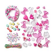 DIY Candy Color Beaded Pendant Decoration Making Kits, Fuchsia, 6x1.2mm(DIY-P081-B08)