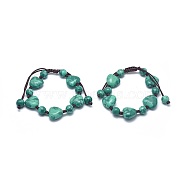 Synthetic Turquoise Braided Bead Bracelets, with Nylon Cord, Heart & Round, 1-3/4 inch(4.5cm)(BJEW-K212-D)