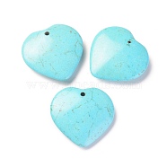Synthetic Turquoise Pendants, Dyed, Heart, Sky Blue, 40x40x11mm, Hole: 3mm(TURQ-L031-021)