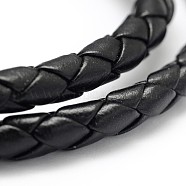 Braided Imitation Leather Cord, Black, about 10yards/roll, 5mm(LC-D051-B-11)