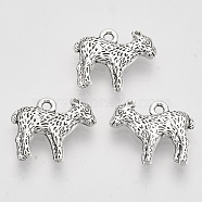 Tibetan Style Alloy Pendants,  Cadmium Free & Lead Free, Deer, Antique Silver, 13.5x16x2.5mm, Hole: 1.5mm, about 380pcs/500g(TIBEP-T009-04AS-RS)