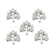 Alloy Rhinestone Pendants, Platinum Tone Tree Charms, Crystal, 15x15x2.8mm, Hole: 1.6mm(ALRI-C007-27P)