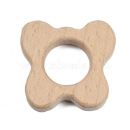 Natural Beech Wooden Baby Teething Toys, Teething Rings for Newborn Toddler Infant, Butterfly, BurlyWood, 52x53x10mm, Hole: 25mm(WOOD-U003-04)