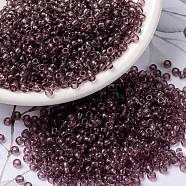 MIYUKI Round Rocailles Beads, Japanese Seed Beads, 8/0, (RR142) Transparent Smoky Amethyst, 3mm, Hole: 1mm, about 422~455pcs/10g(X-SEED-G008-RR0142)