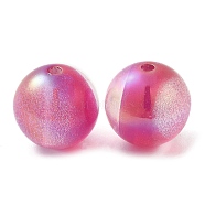 Two Tone Resin Beads, Round, Deep Pink, 16x15.5mm, Hole: 2.5mm(RESI-Z015-02E)
