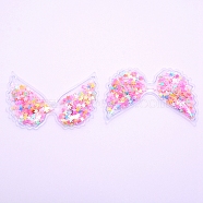 PVC with Resin Accessories, DIY for Bobby pin Accessories, Glitter Powder, Angel Wings, Colorful, 46x70x4mm(RESI-CJC0007-36F)