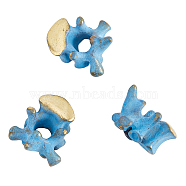 Brass European Beads, Large Hole Beads, Vertebra, Steel Blue, 20x17.5x12.5mm, Hole: 5mm, 3pcs/box(KK-FH0006-54)
