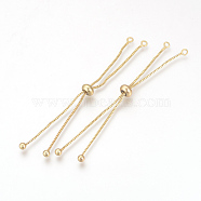 Brass Box Chain Slider Bracelet Making, Golden, 3.54 inch(90mm), 1mm, Hole: 2mm(KK-Q675-05G)