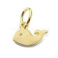 925 Sterling Silver Charms, Dolphin, with Jump Rings & 925 Stamp, Golden, 6x9x1mm, Hole: 3.5mm(STER-M119-09B-G)