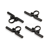 304 Stainless Steel Toggle Clasps Parts, Bar, Electrophoresis Black, 22x10x2mm, Hole: 5x4mm(STAS-D142-03B-B)