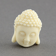 Synthetic Coral Beads, Dyed, Buddha Head, White, 20x15x8mm, Hole: 1.5mm(CORA-S003-20mm-01)