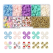 DIY Heishi Bracelet Making Kit, Including Disc/Flat Round Polymer Clay Beads, Acrylic & ABS Plastic & CCB Plastic Beads, Elastic Thread, Mixed Color, Beads: 1470pcs/box(DIY-YW0005-50)