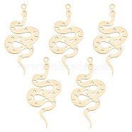 DICOSMETIC 5Pcs 201 Stainless Steel Pendants, Laser Cut, Snake, Golden, 38x18x1mm, Hole: 1.6mm(STAS-DC0009-47)