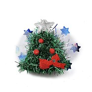 Christmas Theme Glitter Felt Fabric Alligator Hair Clip, with Iron Clip, Christmas Tree, 76x75x16.5mm(PHAR-U002-01E)