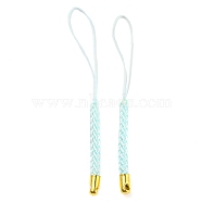 Polyester Cord Mobile Straps, with Golden Plated Iron Findings, Light Cyan, 7.6~8.1cm(FIND-G063-01G-02)