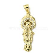 Brass Micro Pave Cubic Zirconia Pendants, Real 18K Gold Plated, Human, Clear, 28.5x10.5x2mm, Hole: 4x3mm(KK-H472-43G-02)