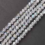 Electroplate Glass Beads Strands, AB Color Plated, Faceted, Twist, Clear AB, 8x8x8mm, Hole: 1mm(EGLA-R031-8mm-10)