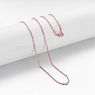 Brass Chain Necklaces, Cable Chain, with Lobster Clasps, Rose Gold, 24 inch(MAK-F013-04RG)