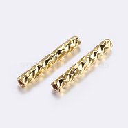 Brass Tube Beads, Tube, Faceted, Golden, 10x1.5mm, Hole: 0.8mm(KK-K197-39G)