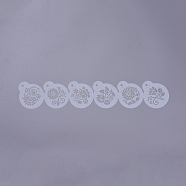 Eco-Friendly Food Grade Plastic Templates Spray Cake Molds, Surface Cake Decorating Stencil Molds, Flower, White, 84x453x0.3mm, Hole: 6mm, Single: 90x75x0.3mm, 6pcs/set(DIY-G020-15)