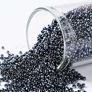 TOHO Round Seed Beads, Japanese Seed Beads, (81) Metallic Hematite, 15/0, 1.5mm, Hole: 0.7mm, about 135000pcs/pound(SEED-TR15-0081)