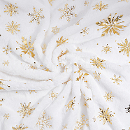 Soft Velvet Fabric with Snowflake Pattern Paillette, for DIY Pillow Cartoon Toy Making, White, 184x0.08cm, about 1m/sheet(DIY-WH0308-331)