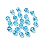 Imitation Austrian Crystal Beads, Grade AAA, Faceted(32 Facets), Round, Deep Sky Blue, 6mm, Hole: 0.7~0.9mm(SWAR-F021-6mm-202)