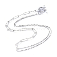 304 Stainless Steel Chain Necklaces, with Toggle Clasps, Stainless Steel Color, 15.9 inch(40.5cm)(NJEW-JN02767)