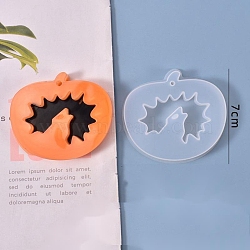 Halloween DIY Pumpkin Pendant Silicone Molds, Resin Casting Molds, For UV Resin, Epoxy Resin Jewelry Making, White, 71x82x11mm, Hole: 3mm, Inner Size: 66x76mm(DIY-P006-52)