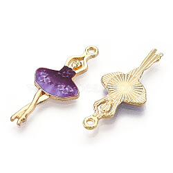 Printed Light Gold Tone Alloy Pendants, Ballerina Dancer Charms, Dark Orchid, 29.5x13x2mm, Hole: 1.4mm(ENAM-N056-207C)