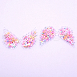 PVC with Resin Accessories, DIY for Bobby pin Accessories, Glitter Powder, Angel Wings, Colorful, 46x70x4mm(RESI-CJC0007-36F)