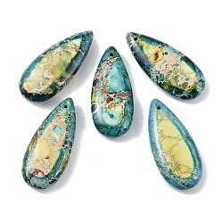 Dyed Synthetic Imperial Jasper Pendants, Teardrop Charms, Light Khaki, 35x15x6mm, Hole: 1.2mm(G-P529-07E)