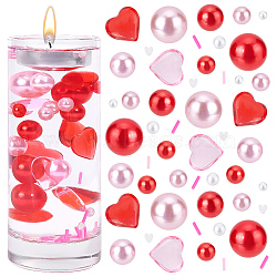 Valentine's Day Vase Fillers for Centerpiece Floating Candles, Including Plastic Pearl Acrylic Heart Beads, Heart & Round Polymer Clay Cabochons, Pink, 180Pcs/bag(DIY-BC0006-21)